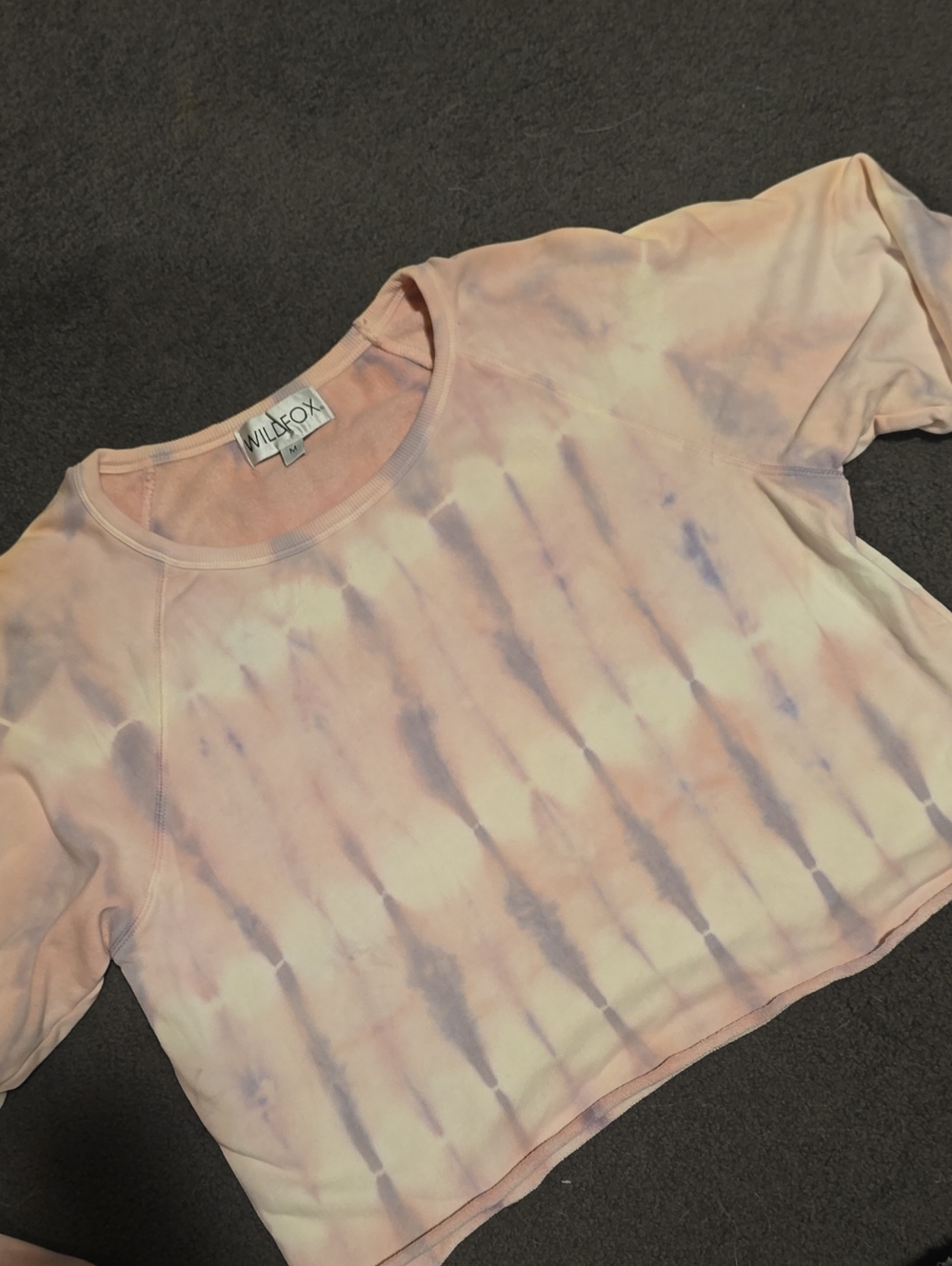 Wildfox Pastel Pink & Lavender Tie-Dye Cropped Terry Cloth
